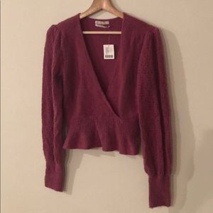 Berry Urban Outfitters V-Neck Sweater